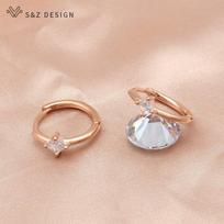 Trendy Simple Square Cubic Zirconia Drop Earrings Rose Gold Color Eardrop For Women Girls Party Fashion Jewelry white