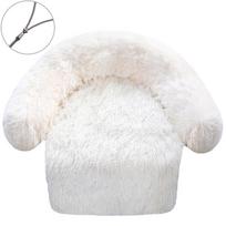 Large Round Comfortable Plush Kennel Plush Blanket Dual-use One Pet Kennel Dog Sofa Bed Pet Supplies Washable Soft Warm Nest Bed S 95x80x16cm balta
