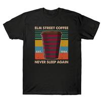 Elm Street Coffee Never Sleep Again Horror Halloween Vintage Tee Unisex T-shirts S