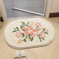 Pliušinis grindų kilimėlis, ovalus, vandenį sugeriantis vonios kambarys tualeto durų kilimėlis įėjimas Miegamojo kilimas Namai Vonios kambarys Neslystantis 40*60cm beige