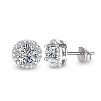 Apvalaus kirpimo 3,0 ct deimantas, išlaikęs testą, moisanitas, rodžiu padengtas 925 sidabras, D spalvos moisanito auskarai, papuošalai, dovana merginai 0.5CT