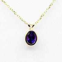 Originalus Ovalus Ametistas 8x6mm Bezel Pakabukas Elegantiško Dizaino Karoliai, Violetinis Akmuo beige
