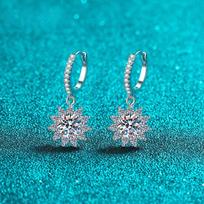 D color Silver S925 Ribbon Loop Earrings Full Moisserite Long Earrings Pass Diamond Test Luxury GRA Jewelry 0.5 ct total 1 ct