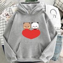 Cartoon Panda Bubu And Dudu Heart Women Hoodie Sweatshirt Kawaii Harajuku Round Neck Harajuku Unisex Printed Clothes S