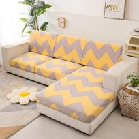 Printing Sofa Seat Cushion Covers L Shape Universal Stretch Sofa Seater Cover Stretch Washable Removable Slipcover Normal Size (S)-1pc black