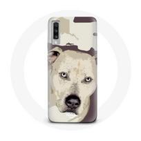 Coque pour Samsung Galaxy A70 Chien de Pitbull Blanc balta