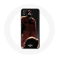 Coque Xiaomi Redmi 9C Squid Game Soldat Rouge avec Masque Triangle raudona