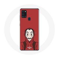 Dėklas - Popieriaus namai - Samsung Galaxy A21S - Lankstus - Raudonas - Dali kaukė