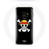 Coque pour Samsung Galaxy S9 plus One Piece Manga Tete de Mort Fond Noir juoda