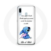 Coque pour samsung galaxy A40 Lilo et Stitch Ohana Citation Blanc balta