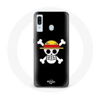 Coque pour Samsung Galaxy A40 One Piece Manga Tete de Mort Fond Noir