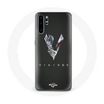 Coque pour Huawei P30 Pro Vikings Série Saison 6 logo V Epée Gris Fond Noir