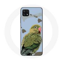 Coque pour Samsung Galaxy A22 5G Perruches Oiseaux vert žalia