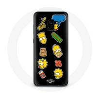 Coque pour Samsung Galaxy A8 Plus Les Simpson autocollants fond noir