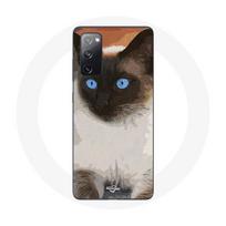 Coque pour Samsung Galaxy S20 FE Chat Siamois Noir et blanc Yeux Bleus
