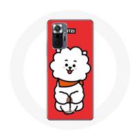 Coque pour Xiaomi Redmi Note 10 Pro BTS Bangtan Garçons BT21 RJ de Jin Fond Rouge raudona
