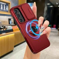 Shockproof Armor Slide Lens Camera Phone Case For iPhone 15 14 13 12 11 Pro Max XS Max 7 8 14 15 Plus Bracket Ring Stand Holder Back Cover Shell For iPhone 15 raudona