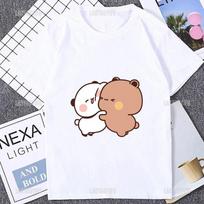 Kawaii Anime Bubu Dudu spausdinti grafiniai mados porų drabužiai laisvalaikio hipsterio unisex marškinėliai gatvės apranga Harajuku stiliaus moteriški marškinėliai L