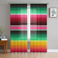 Spalvingos Meksikietiškos Juostelės Miegamojo Skaidrios Plonos Užuolaidos Šventinė Dekoracija Langų Voile Tule Užuolaida 135W x 114H(cm) pink