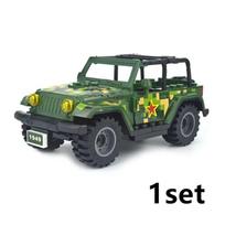 Military Cross Country Motorcycle Army Soldiers SWAT SUV City Police Car Brick Set WW2 Military Accessories Building Blocks Toys