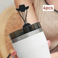 4 Pieces Cowboy Hat Cover Cap for 6mm-10mm, Cowgirl Silicone Topper Protector Lid, Cute Funny Black black