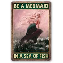 Mermaid Retro Metal Tin Signs What a Wonderful World Aluminum Sign Vintage Wall Decor Retro Poster for Bars Restaurants Cafes 20x30cm