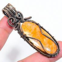 Natural Bumblebee Jasper Gemstone Copper Wire Wrap Gift Pendant 2.88  T5w73 black