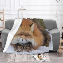 Fox Animal Cute Blankets Velvet Summer Snow Mammal Multifunction Super Soft Throw Blankets for Bedding Outdoor Plush Thin Quilt 75x100cm 30x40in