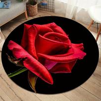 Kristalinis aksomas Raudona rožė Apvalus kilimas Valentino dienos kilimas Svetainei Miegamajam Sofai Neslystantis plotinis kilimas Namų dekoras 60X60cm red