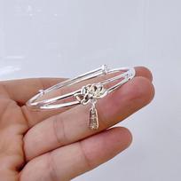 Zuyin 999 Two Thread Lotus Hanging Ping An Xi Le Brand Bracelet with Young Silver Bracelet As A Gift for Girlfriend and Best Friend Adjustable size