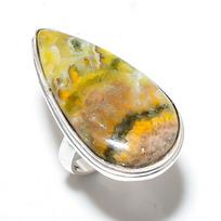 Natural Bumblebee Jasper Gemstone Handmade 925 Sterling Silver Ring Size 8 e9L36 yellow