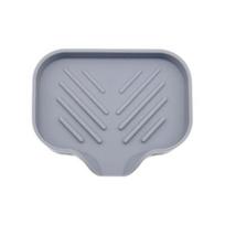 Drain Mat Silicone Multiple Usage Anti-skid with Drain Spout Easy Cleaning Leakproof Kitchen Counter Sink Organizer Sponge Holder Bathroom Soap Dish Small pilka