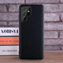 Dėklas Samsung Galaxy S23 S24 S21 S22 Ultra Plus FE 5G coque Prabangi tekstilė Odinis dangtelis Samsung s22 ultra dėklui for Galaxy S24 juoda