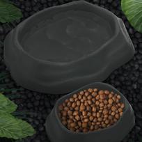 2 Pieces Reptile Bowl Food and Water Terrarium Plate Tank Decor Amphibian Feeding gray