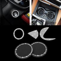 TOMALL Bling Crystal automobilio puodelio laikiklio padėkliukas variklio užvedimo sustabdymo mygtuko dangtelis, suderinamas su Lexus RX350 GS ES NX blizgančio deimantinio automobilio logotipo emblemos lipdukas