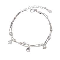Sterlingo sidabro S925 sidabro laimės karoliukai dvisluoksnė ryto šlovės apyrankė paprasto stiliaus miela bėgančios princesės pakalnutės gėlė apyrankė silver