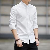 Autumn Men's Shirts Casual Fit Oxford Spinning Backing Shirt Long Sleeve Korean Young and Middle Aged Men M balta