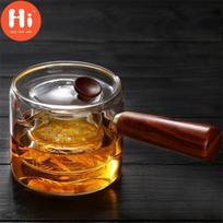 500 ml karščiui atsparus stiklinis arbatinukas su medine rankena stiklinis arbatos ąsotis Pieno arbatos virdulys gray
