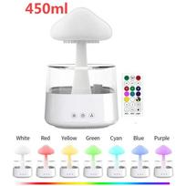 Mushroom Rain Air Humidifier Electric Aroma Diffuser Rain Cloud Smell Distributor Relax Water Drops Sounds Colorful Night Lights White remote control gray