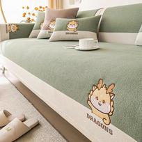 Teddy Velvet Cartoon Sofa Cover Universal Living Room Embroidery Sofa Cover Non-Slip Sofa Backrest Armrest Cover Cushion Cloth 70x70cm 1pcs beige