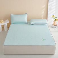 Cool Feeling Silk Mint Water Molecule Cooling Mat Summer Cool Bed Cover Antibacterial Breathable Fitted Sheet(With Pillowcase) 120x200cm beige