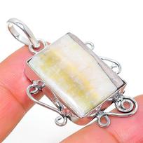 Natural Bumblebee Jasper Gemstone 925 Sterling Silver Gift Pendant 1.89  a8D96 beige