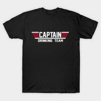 Men Black Print T-shirt Super Large TShirt captain-drinking-team No-Cut Heat Transfer Print Cotton Tshirt S juoda