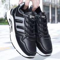 Sports Shoes Men's Autumn Leather Men's Casual Shoes Youth Student Running Shoes Live Broadcast Same Fashion Match Dad Shoes 39 black