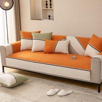 Thin Sofa Cushion Teddy Plush Four Seasons Non-Slip Simple Modern Solid Color Seat Cushion Four Seasons Universal 70*70 orange