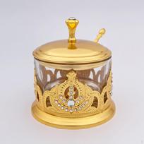 Prieskonių talpyklos stiklainis (Aukso spalva) Modernus arbatos kanistras, mažas cukraus dubenėlis, europietiškas prieskonis Crown beige