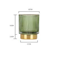 Women's Home Gold Rim Thick Stripe Fine Glass Storage Bucket Pen Holder Cup Jewelry Storage Box Makeup Brush Organizer žalia