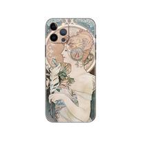 Art ALPHONSE MUCHA phone case for iphone 5 5s 2020se 6 6s 7 8 plus x 10 XR XS 11 12 13 mini pro MAX black tpu back cover iphone 13pro MAX beige