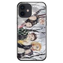 Demon Slayer Kamado Tanjirou telefono dėklas, skirtas Iphone 6 6s 7 8 14 Plus 11 12 13 14 Pro Max X Xr Xs Max, grūdinto stiklo korpuso dangtelis iPhone 14 plus gray
