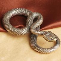 Snake Keychain Pendant Ornament, Desktop Sculpture, Feng Shui Brass Statue brown
